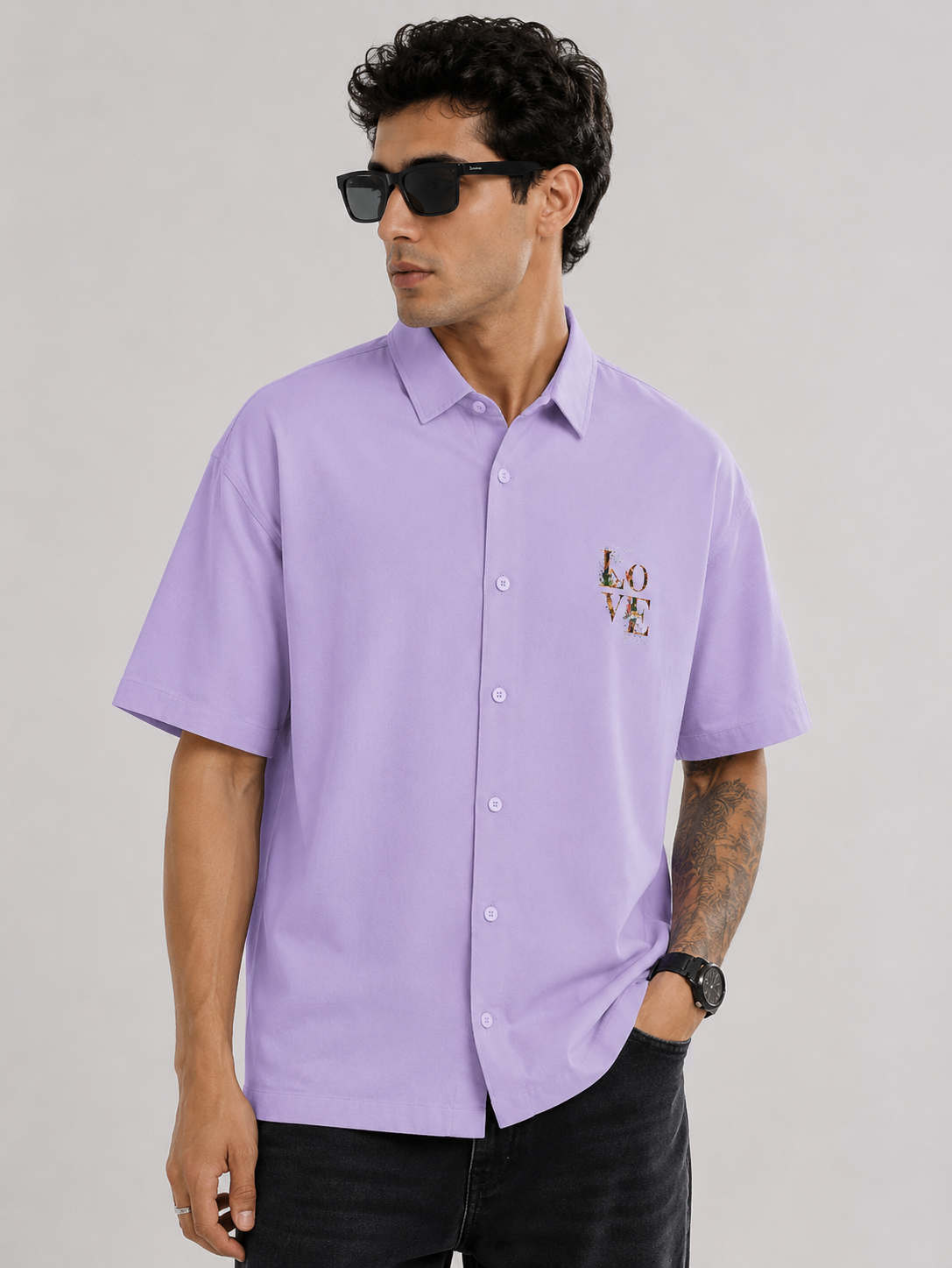 Love Man Oversized Shirt - Cotton Shirt